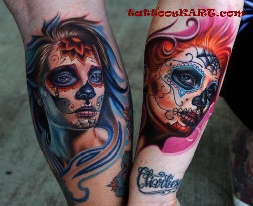 Mexican Tattoos On Leg And Arm