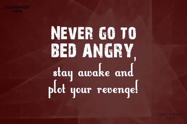 Never go to bed angry, stay awake and plot your revenge