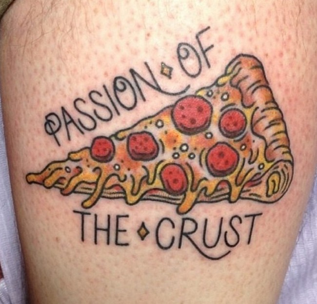 Passion Of The Crust - Melting Pizza Piece Tattoo Design