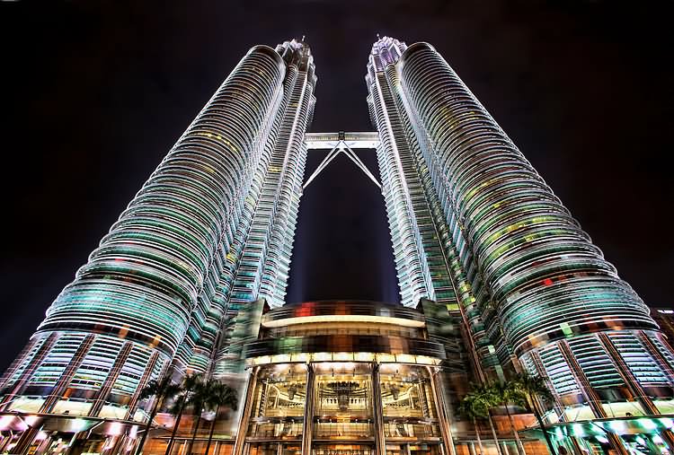 Petronas Towers In Kuala Lumpur At Night Bottom Picture