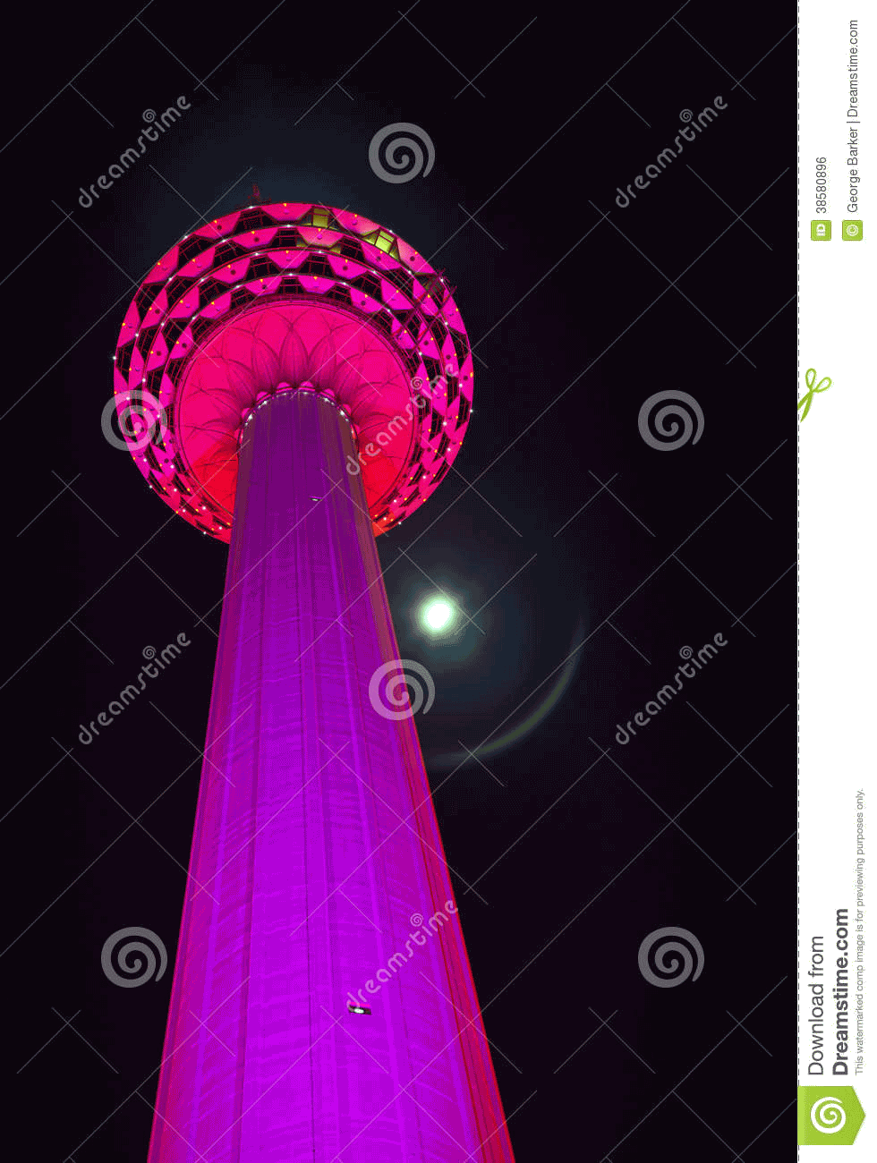 Pink Kuala Lumpur Tower At Night