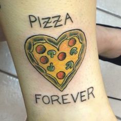 Pizza Forever - Heart Pizza Tattoo Design