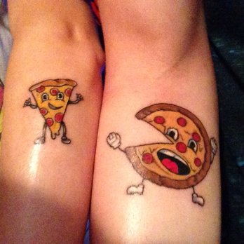 Pizza Tattoo Design For Couple Arm