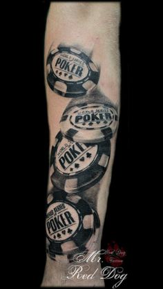 Poker Casino Chips Tattoo On Forearm