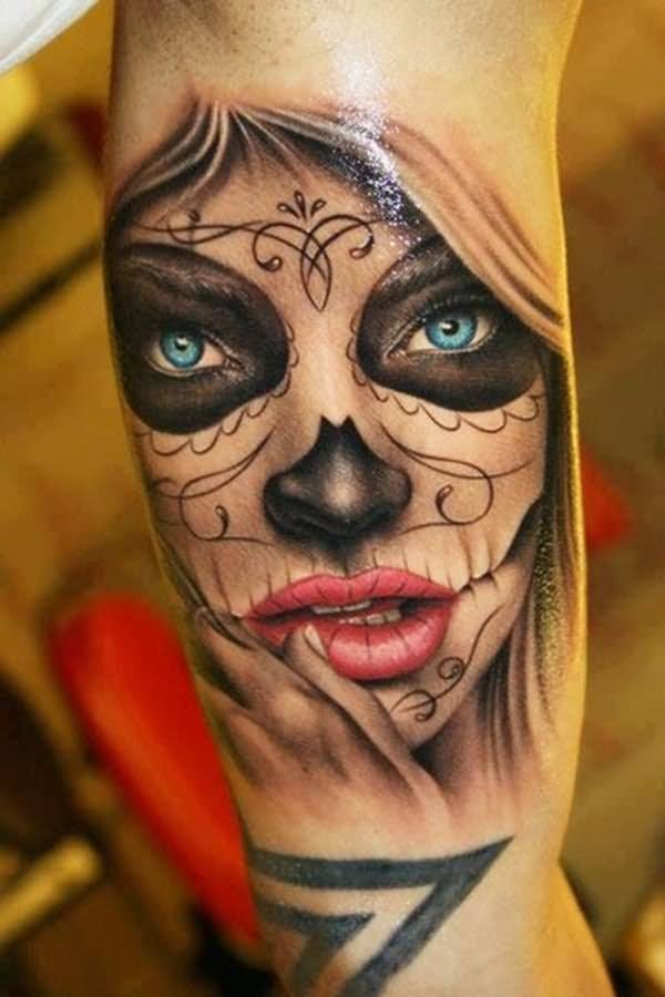Realistic Mexican Tattoo On Arm Sleeve