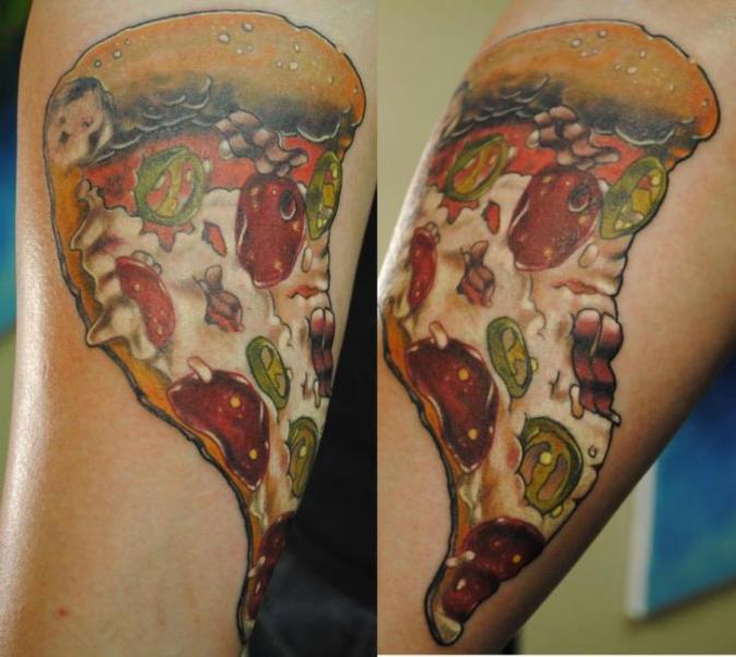 Realistic Pizza Piece Tattoo Design