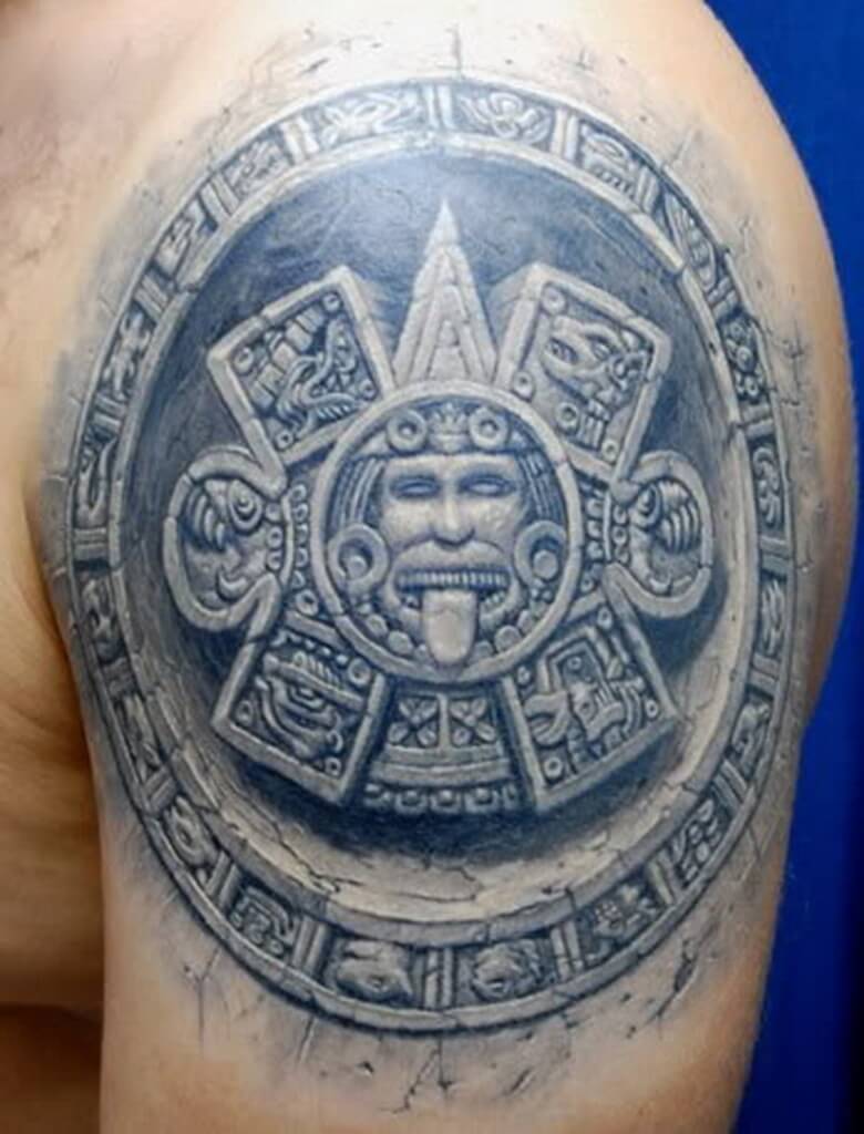 Realistic Tribal Mexican Tattoo On Left Shoulder