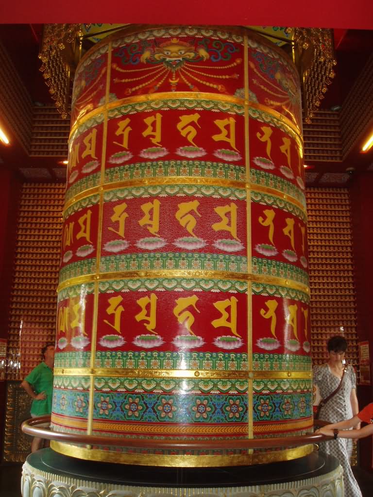Rotating Prayer Drum Inside Buddha Tooth Relic Temple