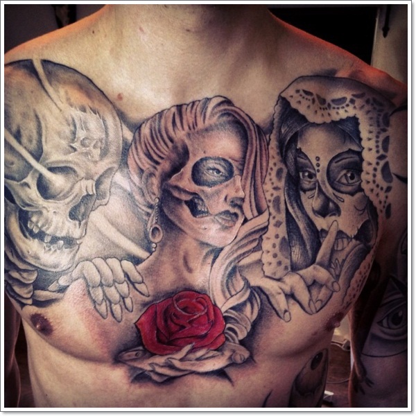 Scary Mexican Tattoo On Chest