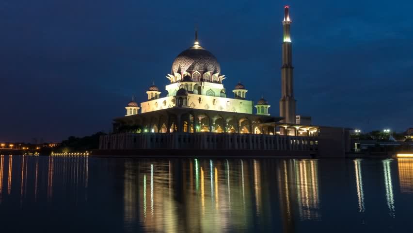 Side View Image Of Putra Mosque At Night
