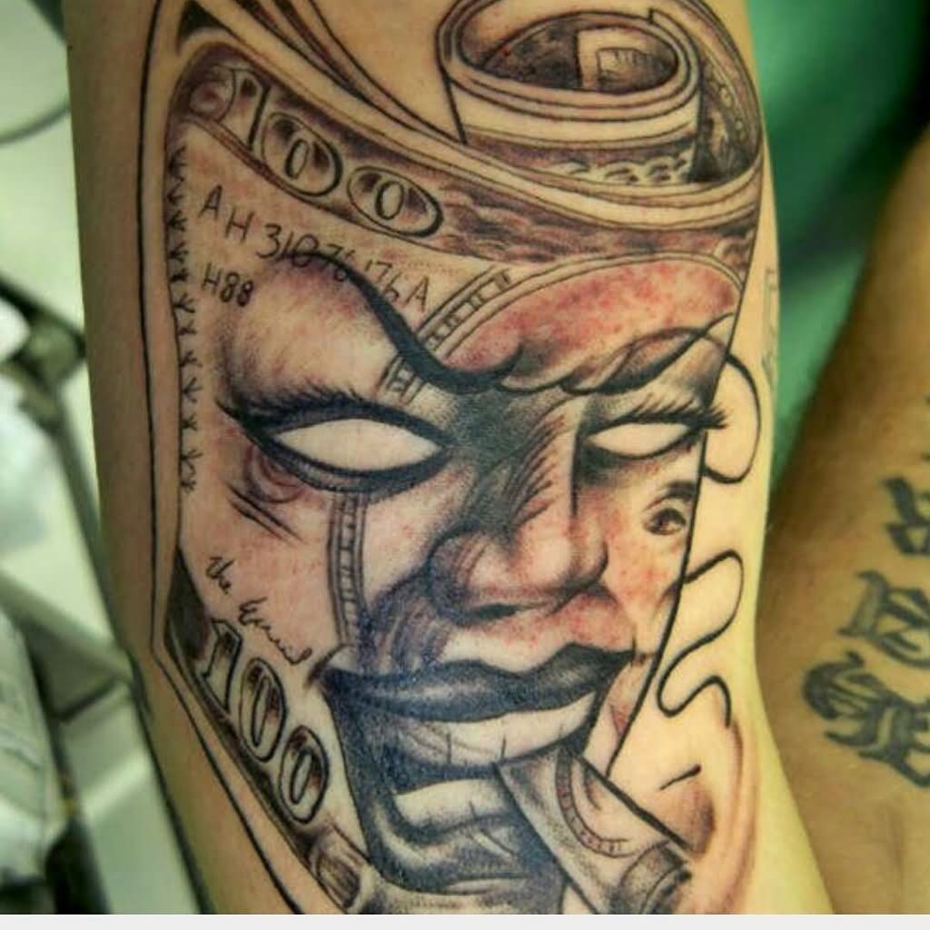 Smoking Gambling Money Tattoo On Arm Sleeve