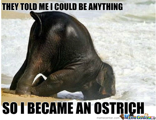 They Told Me I Could Be Anything So I Became An Ostrich Funny Elephant Meme Picture