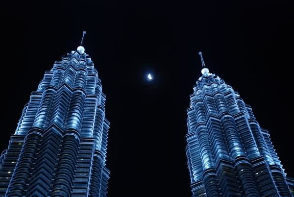 Top View Of Petronas Towers At Night