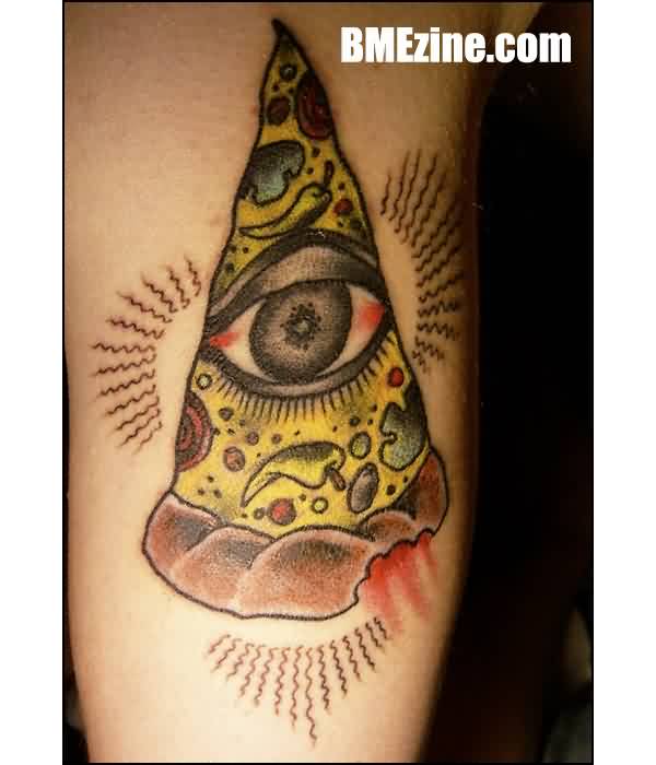Traditional Illuminati Eye Pizza Piece Tattoo Design