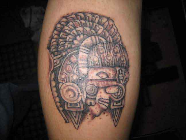 Tribal Mexican Tattoo On Leg
