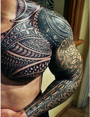 Tribal Mexican Tattoo On Man Chest