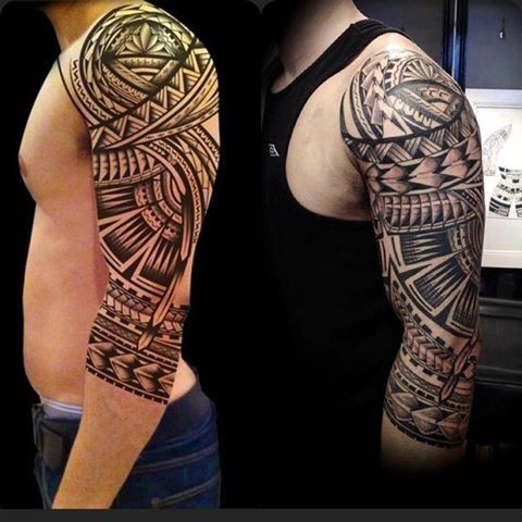 Tribal Mexican Tattoo On Man Left Sleeve