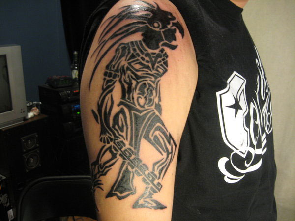 Tribal Mexican Tattoo On Right Half Sleeve