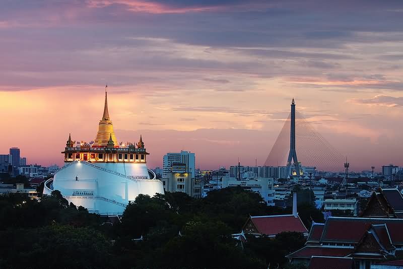 Wat Saket And Golden Mount Evening Time Image