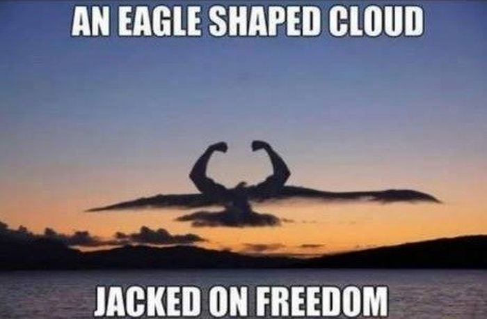 An Eagle Shaped Cloud Jacked On Freedom Funny Nature Meme Picture