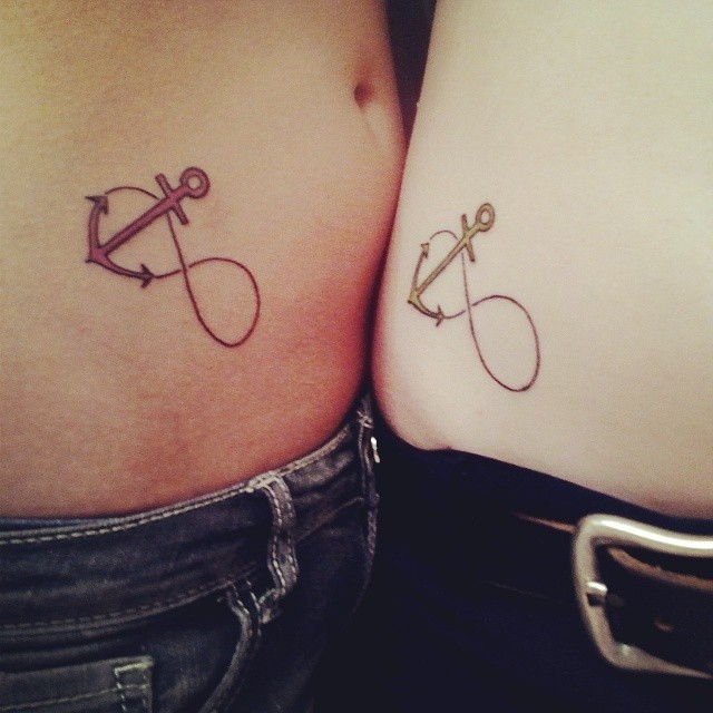 Anchor Infinity Friendship Tattoos On Hip