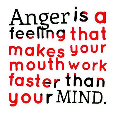 Anger is the feeling that makes your mouth work faster than your mind.   - Evan Esar