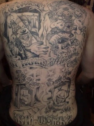 Awesome Gangster Tattoo On Full Back