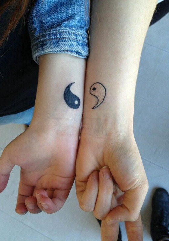 Beautiful Ying Yang Friendship Tattoos On Wrist