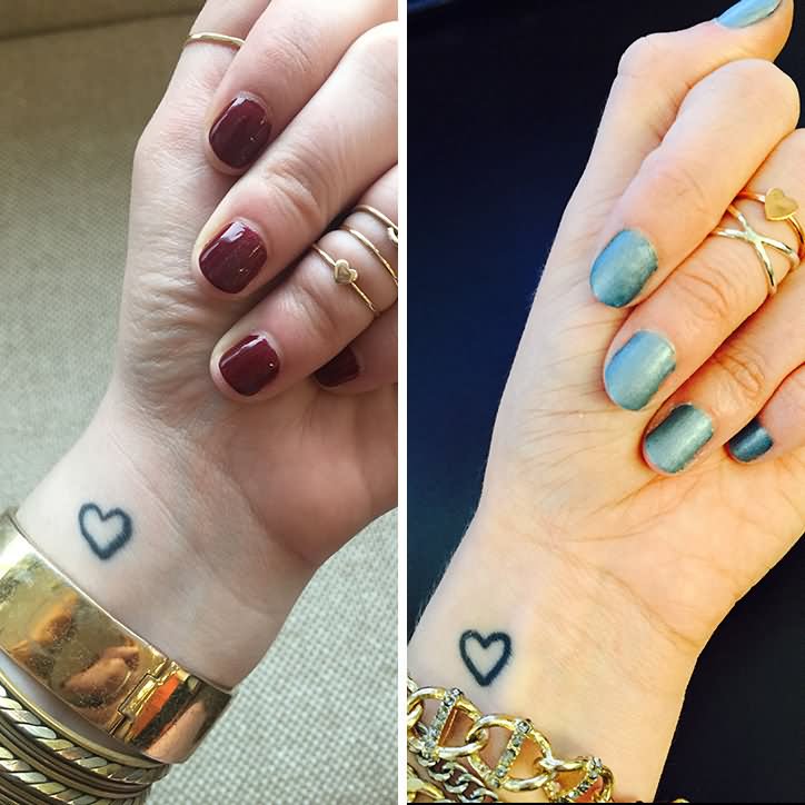 Best Friends Tiny Heart Friendship Tattoos For Girls
