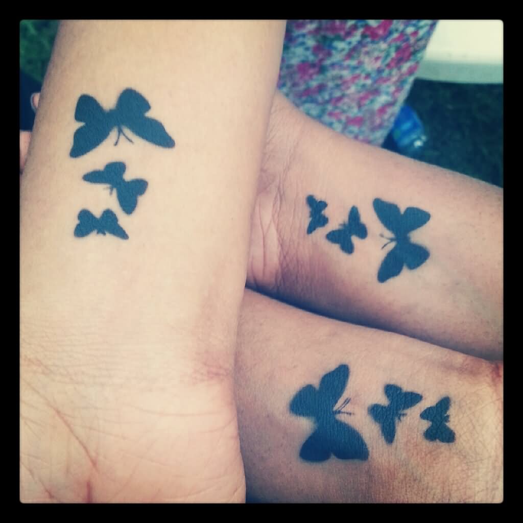 Black Butterfly Friendship Tattoos On Wrists