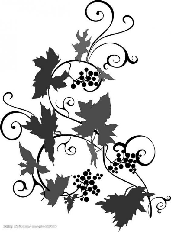 Black Grape Vine Tattoo Stencil