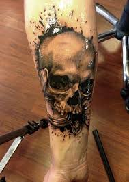Black Ink 3D Mexican Gangster Skull Tattoo Design For Forearm