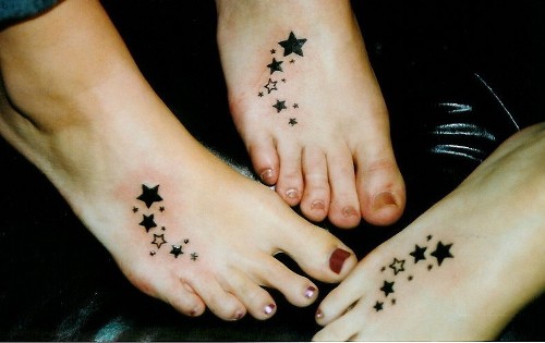 Black Stars Friendship Tattoos On Feet