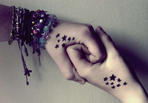 Black Stars Friendship Tattoos On Hands