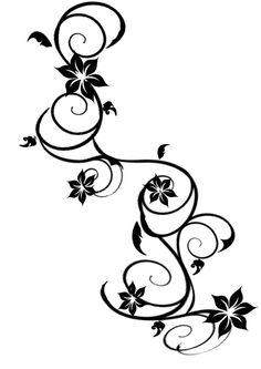 Black Vine Flower Tattoo Stencil