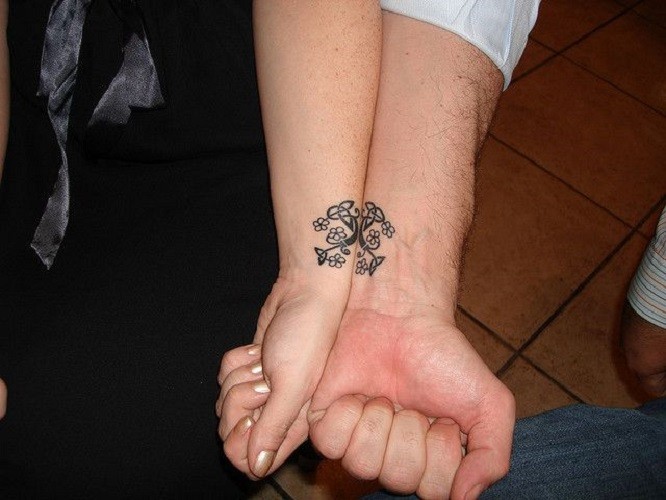 Celtic Floral Friendship Tattoos On Wrists