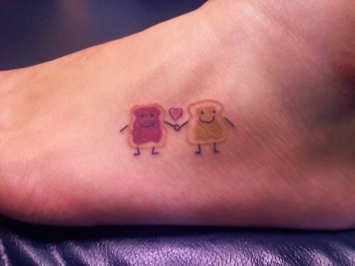 Cute Friendship Tattoo On Left Foot