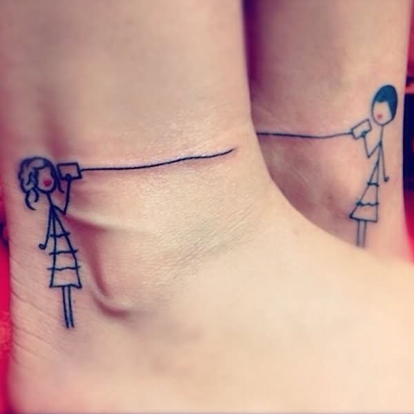 Cute Friendship Tattoos On Ankle