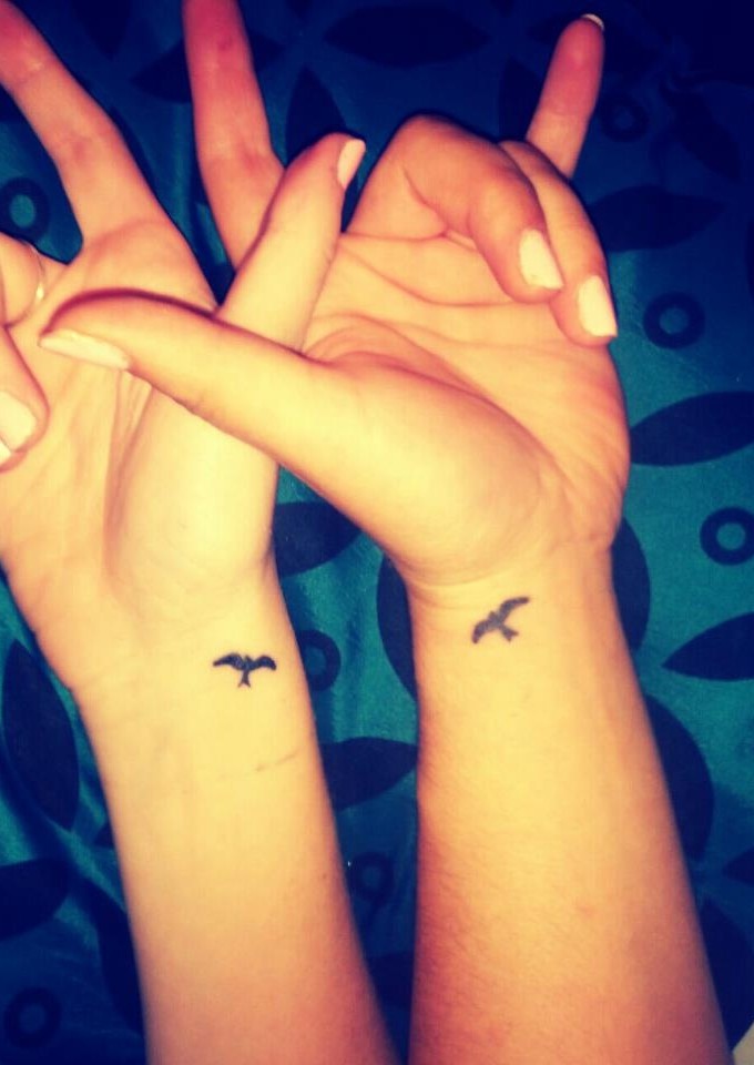 Flying Birds Friendship Tattoos On Wrist For Girls