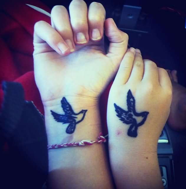 Friendship Birds Tattoos On Hand And Wrist