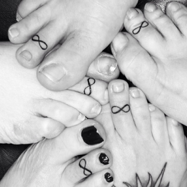 Friendship Infinity Tattoos On Foot Fingers