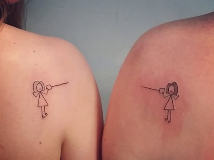 Friendship Matching Tattoos On Back Shoulder