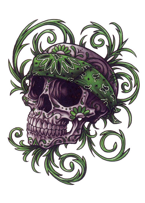 Gangster Sugar Skull Tattoo Design