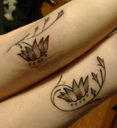 Grey Flower Friendship Tattoos On Wrists