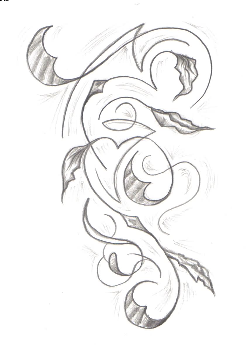 Grey Ink Tribal Vine Tattoo Design