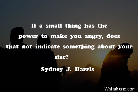 If a small thing has the power to make you angry, does that not indicate something about your size - Sydney J. Harris