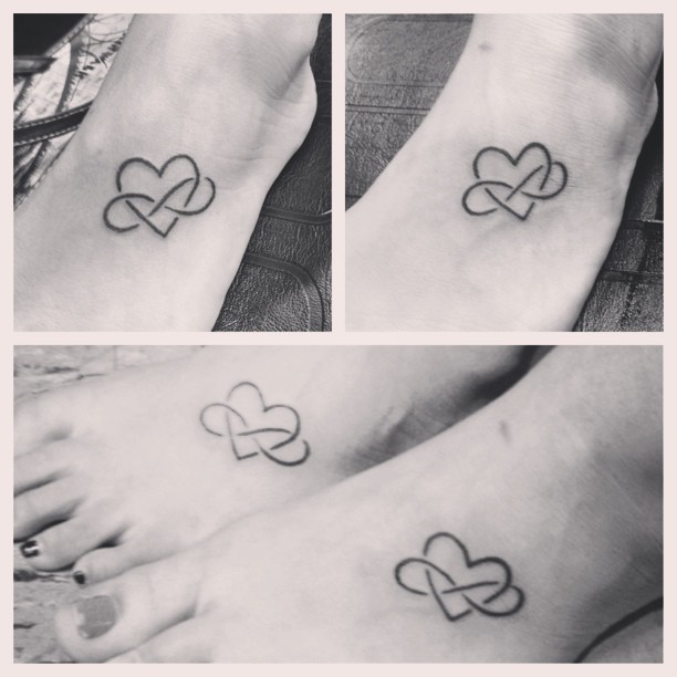 Infinity Friendship Heart Tattoos On Feet