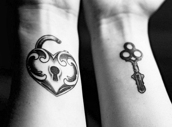 Lock Heart And Key Friendship Tattoos On  Wrists