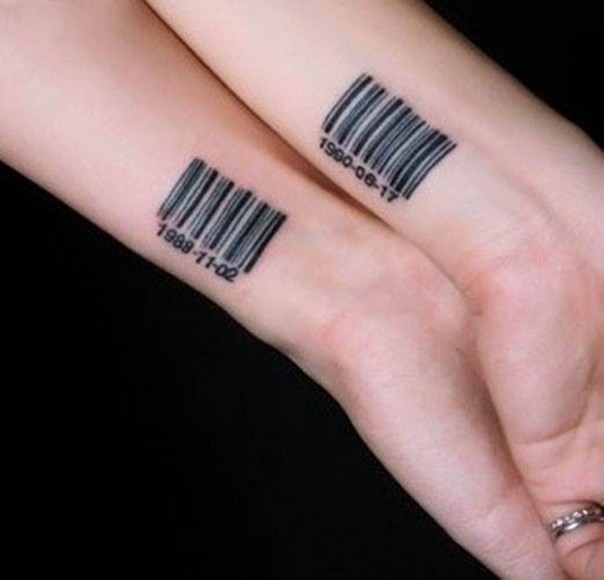 Matching Barcode Friendship Tattoos On Wrists