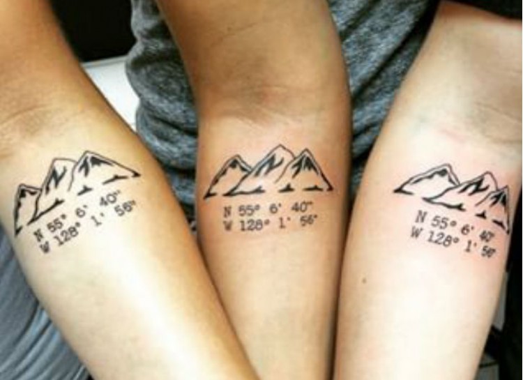 Matching Mountains Friendship Tattoos On Arm